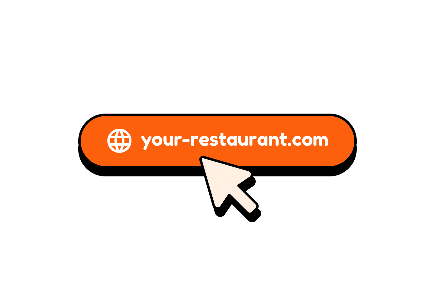 Custom domain button showing your-restaurant.com with a cursor selecting it