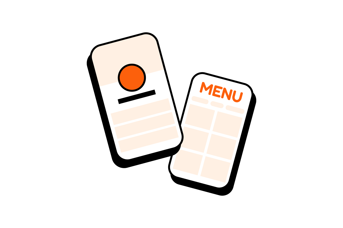 Smartphone displaying a digital menu with tap-friendly sections and item cards