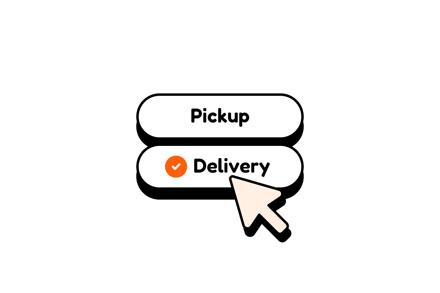 Pickup and Delivery order-type buttons with Delivery selected