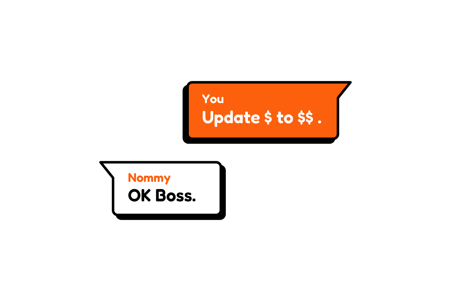 Nommy Managed illustration showing a restaurant owner sending updated prices to Nommy